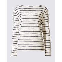M&S Collection Cotton Rich Striped Long Sleeve Sweatshirt