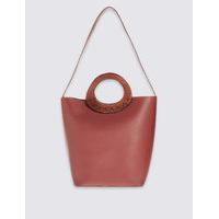 M&S Collection Faux Leather Wooden Handle Tote Bag