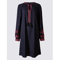 M&S Collection Embroidered Long Sleeve Tunic Dress