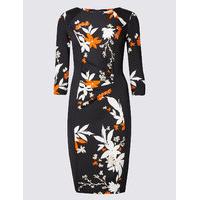 ms collection petite floral print drape waist shift dress