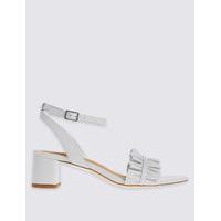 M&S Collection Leather Block Heel Ruffle Sandals