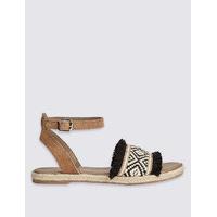 M&S Collection Block Heel Fray Detailed Sandals