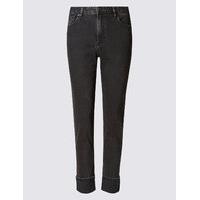 M&S Collection Turn Up Mid Rise Slim Leg Jeans