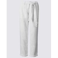 ms collection pure linen straight leg trousers