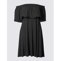 M&S Collection Pom Pom Trim Bardot Half Sleeve Swing Dress