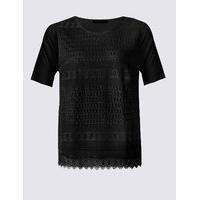 ms collection plus lace front short sleeve t shirt