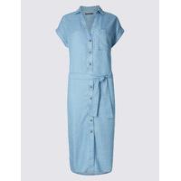 ms collection turn up sleeve shirt dress with belt