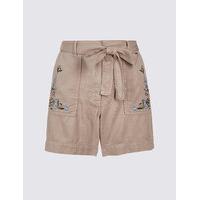 M&S Collection Cotton Blend Embroidered Shorts