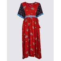 M&S Collection Patchwork Print Half Sleeve Midi Dress