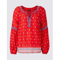 M&S Collection Pure Modal Printed Long Sleeve Blouse