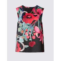 ms collection floral print sleeveless shell top