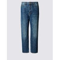 M&S Collection Mid Rise Cropped Straight Leg Jeans