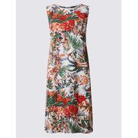 M&S Collection Linen Blend Floral Print Tunic Dress