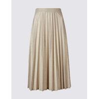 M&S Collection Pleated Metallic A-Line Midi Skirt