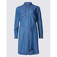 M&S Collection PETITE Denim Shirt Dress with Belt