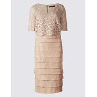 M&S Collection Shutter Pleat Floral Lace Shift Midi Dress