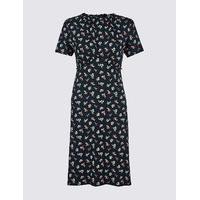 M&S Collection Ditsy Print Ruffle Short Sleeve Shift Dress