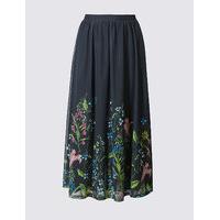 ms collection printed mesh a line midi skirt