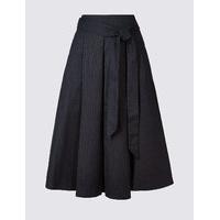 ms collection cotton rich tie detail a line midi skirt