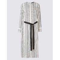 M&S Collection Striped Eyelet Shift Dress with Belt