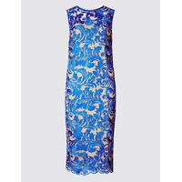 M&S Collection Flock Lace Shift Midi Dress