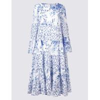 M&S Collection Pure Cotton Printed Flare Skater Midi Dress
