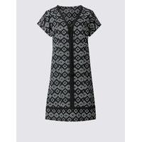 M&S Collection Linen Blend Printed Tassel Tunic Dress