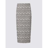 M&S Collection Cotton Blend Animal Jacquard Pencil Skirt