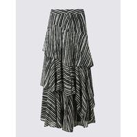 M&S Collection Tiered Striped A-Line Maxi Skirt