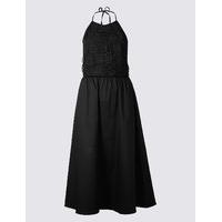 M&S Collection Cotton Rich Embroidered Skater Midi Dress
