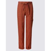 ms collection pure linen straight leg trousers