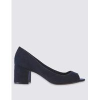 ms collection block heel peep toe court shoes