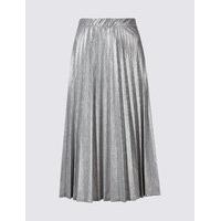 M&S Collection Pleated Metallic A-Line Midi Skirt