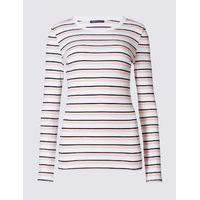 M&S Collection Pure Cotton Striped Long Sleeve T-Shirt