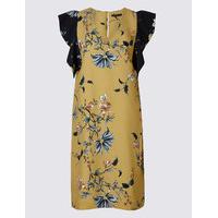 M&S Collection Floral Print Ruffle Sleeve Shift Dress