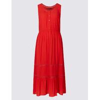 M&S Collection Lace Trim Tiered Shift Midi Dress