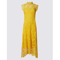 M&S Collection Floral Lace Assymetric Hem Shift Midi Dress