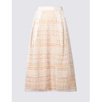 ms collection lace cutwork a line midi skirt