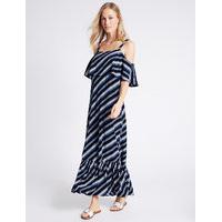 M&S Collection Striped Cold Shoulder Flare Maxi Dress