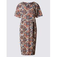 M&S Collection Abstract Print Kimono Tie Shift Dress