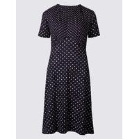 M&S Collection Spotted Ruffle Short Sleeve Skater Dress