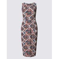 M&S Collection Textured Tile Print Shift Midi Dress