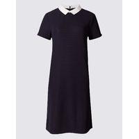 ms collection contrasting collar short sleeve shift dress