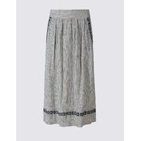 M&S Collection Cotton Blend Striped A-Line Midi Skirt