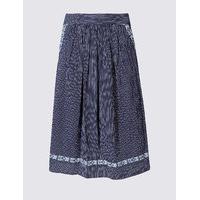 M&S Collection Cotton Blend Striped A-Line Midi Skirt