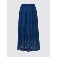 M&S Collection Pure Cotton Cutwork Detail A-Line Skirt
