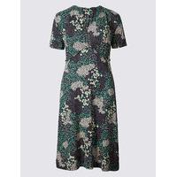 M&S Collection Ditsy Print Ruffle Short Sleeve Shift Dress