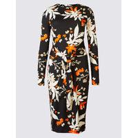 ms collection floral print tie front shift dress