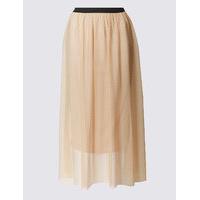 M&S Collection Spotted Mesh A-Line Midi Skirt