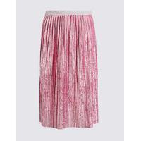 M&S Collection Crushed Velvet Pleated A-Line Midi Skirt